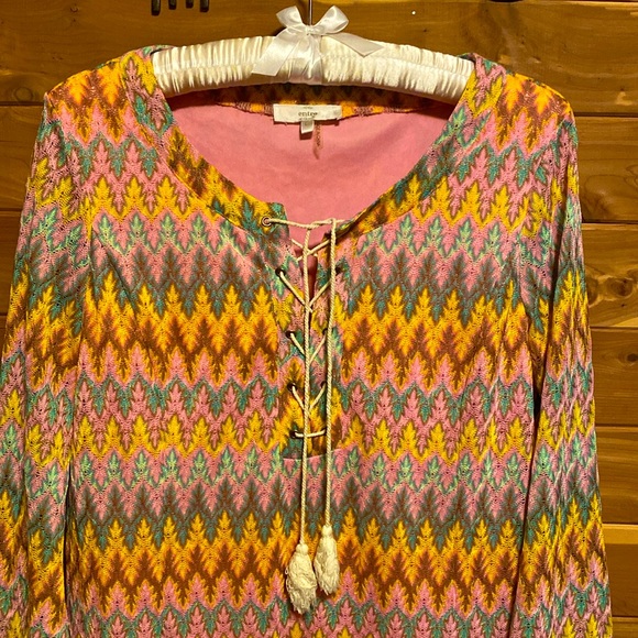 Geometric Bell Dress with Front Lace-Up Detail - Picture 2 of 7